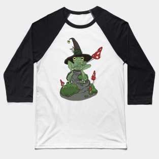 Cute Frog Mushroom Wizard Hat - Kawaii Cottagecore Aesthetic Baseball T-Shirt